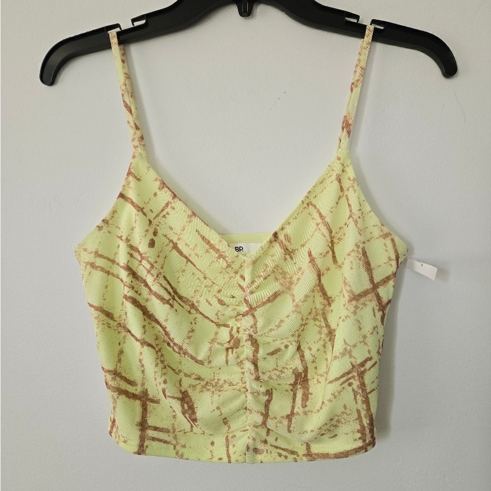 BP. Ruched Cropped Cami Abstract Yellow - Picture 2 of 7